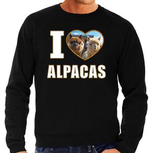 I love alpacas trui met dieren foto van een alpaca zwart voor heren - cadeau sweater alpacas liefhebber