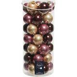 Decoris Kerstballen - 49st - glas - roze-bruin - 6 cm