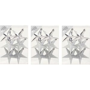 24x stuks kunststof kersthangers sterren zilver 10 cm kerstornamenten - Kunststof ornamenten kerstversiering