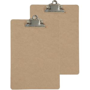 Clipboard/klembord/memobord voor documenten - 2x - hardboard - A5 formaat - met stevige klem