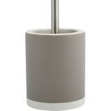MSV Toiletborstel in houder 38 cm/zeeppompje set Moods - Keramiek/rvs - taupe/beige