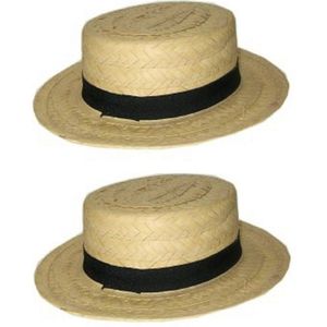 2x stuks lou Bandy gondoliers verkleed hoedjes  - Stro/riet hoedjes voor volwassenen