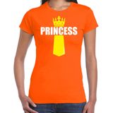 Koningsdag t-shirt Princess met kroontje oranje - dames - Kingsday outfit / kleding / shirt