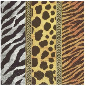 60x Safari dieren 3-laags servetten dieren prints 33 x 33 cm - Zebra - Luipaard - Tijger