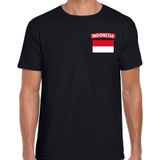 Indonesia t-shirt met vlag zwart op borst voor heren - Indonesie landen shirt - supporter kleding