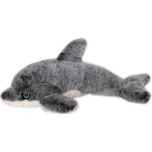 Inware pluche dolfijn knuffeldier - grijs/wit - zwemmend - 34 cm - Dieren knuffels
