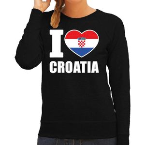 I love Croatia supporter sweater / trui voor dames - zwart - Kroatie landen truien - Kroatische fan kleding dames