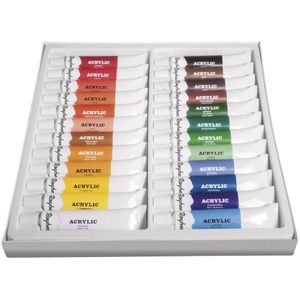 Acrylverf schilder setje 24 kleuren tubes 12 ml - Hobby/knutselmateriaal creatief