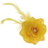 Set van 4x stuks gele deco bloem met speld/elastiekje - Haardecoratie - Haarbloemen