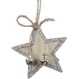 16x stuks houten kersthangers sterren 6 cm kerstornamenten - Houten ornamenten kerstversiering