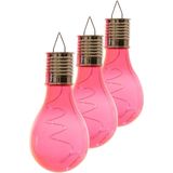 Lumineo solar tuin 6x stuks LED ophang verlichting/lampjes rood 14 x 8 cm - Tuinverlichting op zonne-energie