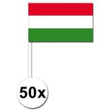 50 Hongaarse zwaaivlaggetjes 12 x 24 cm