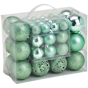 Wurm Kerstballen - 50st - kunststof - mint groen - 3-4-6 cm