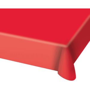 2x stuks tafelkleed van rood plastic 130 x 180 cm - Tafellakens/tafelkleden voor verjaardag of feestje