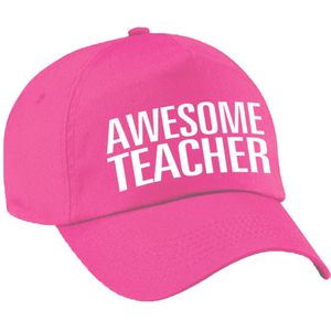 Awesome teacher pet / cap roze voor dames en heren - baseball cap - cadeau petten / caps voor juf / meester