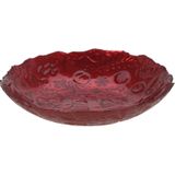 Decoratie schaal/fruitschaal - D30 cm - rood  - glas - rond - kerst design