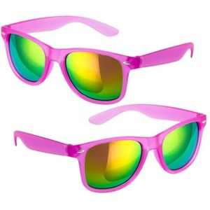 8x stuks hippe zonnebril paars met spiegelglazen - Verkleedbrillen voor volwassenen