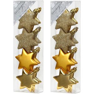 16x stuks kunststof kersthangers sterren goud 6 cm kerstornamenten - Kunststof ornamenten kerstversiering