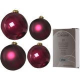 Compleet glazen kerstballen pakket framboos roze glans/mat 38x stuks - 18x 4 cm en 20x 6 cm - Inclusief 50x haakjes