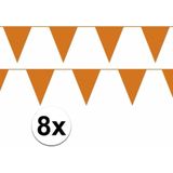 8x oranje slinger / vlaggenlijn van 10 meter - totaal 80 m - EK / WK