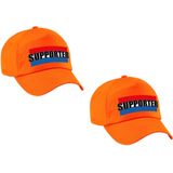 2x stuks oranje supporter pet / cap met Nederlandse vlag - volwassenen - EK / WK - Holland fan petje / kleding