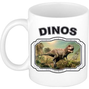 Dieren liefhebber t-rex dinosaurus mok 300 ml - kerramiek - cadeau beker / mok dinosaurussen liefhebber