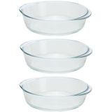 3x Ronde ovenschalen glas 2,1 liter - Braadsledes/ovenschalen