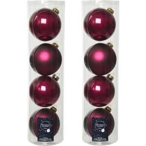 8x stuks kerstballen framboos roze (magnolia) van glas 10 cm - mat/glans - Kerstversiering/boomversiering