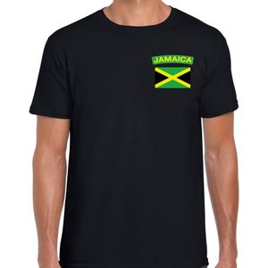 Jamaica t-shirt met vlag zwart op borst voor heren - Jamaica landen shirt - supporter kleding