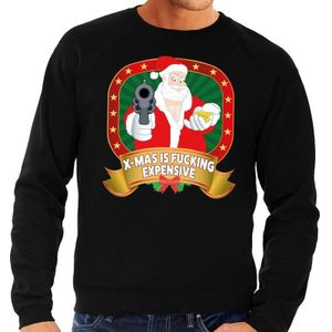 Foute kersttrui / sweater - zwart - Kerstman X-mas is fucking expensive heren