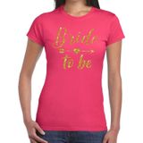Vrijgezellenfeest Bride to be Cupido goud glitter t-shirt roze dames - Voor de bruid/ vrijgezel - Vrijgezellenfeest kleding