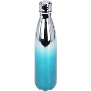 RVS thermosfles / isoleerfles voor onderweg 500 ml metallic turquoise - Thermoflessen