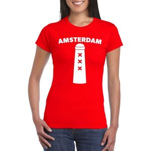 Amsterdam shirt met Amsterdammertje rood dames