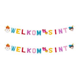 2x Letterslingers Welkom Sint feest  150 cm - Sinterklaasfeest  decoratie slinger