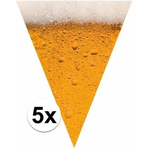 5x Bier print vlaggenlijn / slinger 6,4 meter - bierfeest versiering