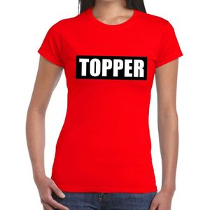 Topper t-shirt rood dames - tekst t-shirt Topper in zwarte balk - dames