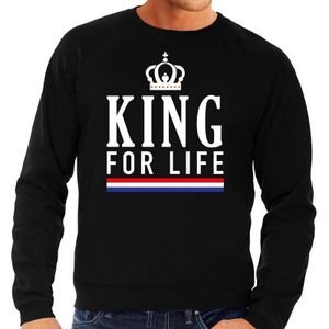 Zwart King for life sweater - Trui voor heren - Koningsdag kleding