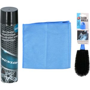 All Ride auto velgen schoonmaken set - borstel/spray/doek - velgenreiniger pakket