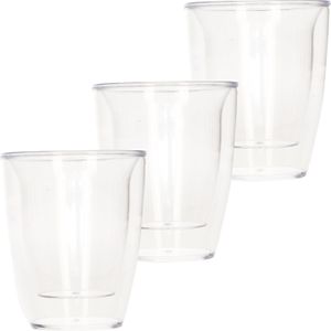 Haushaltshelden Koffieglazen/theeglazen - 6x - dubbelwandig - transparant glas - 180 ml