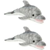 2x stuks pluche dolfijn knuffel van 30 cm - Kinderen speelgoed - Dieren knuffels cadeau - dolfijnen/vissen
