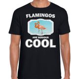 Dieren flamingo vogels t-shirt zwart heren - flamingos are serious cool shirt - cadeau t-shirt flamingo/ flamingo vogels liefhebber
