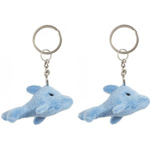 Set van 6x stuks pluche Dolfijnen knuffel sleutelhanger 6 cm - Speelgoed dieren sleutelhangers