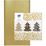 Papieren tafelkleed/tafellaken goud inclusief kerst servetten - Kerstdiner tafel