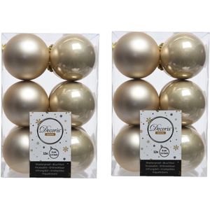 96x Licht parel kunststof kerstballen 6 cm - Mat/glans - Onbreekbare plastic kerstballen - Kerstboomversiering champagnekleur