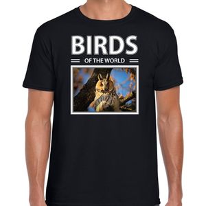 Dieren foto t-shirt Ransuil - zwart - heren - birds of the world - cadeau shirt Ransuilen liefhebber