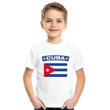 Cuba t-shirt met Cubaanse vlag wit kinderen