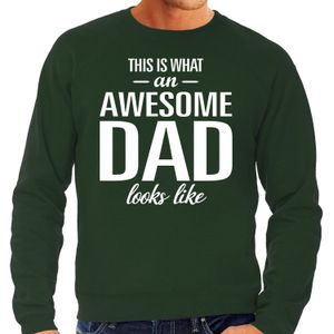 Awesome Dad - geweldige vader cadeau vaderdag sweater groen heren - papa cadeau trui