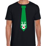 Bellatio Decorations stropdas Kerst t-shirt rendier - shirt - heren - zwart
