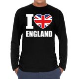 I love England supporter t-shirt met lange mouwen / long sleeves voor heren - zwart - Engeland landen shirtjes - Engelse fan kleding heren