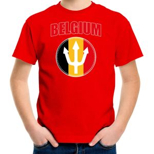 Rood t-shirt Belgium / Belgie met drietand EK/ WK voor kinderen - Belgie supporter - EK/ WK shirt / outfit